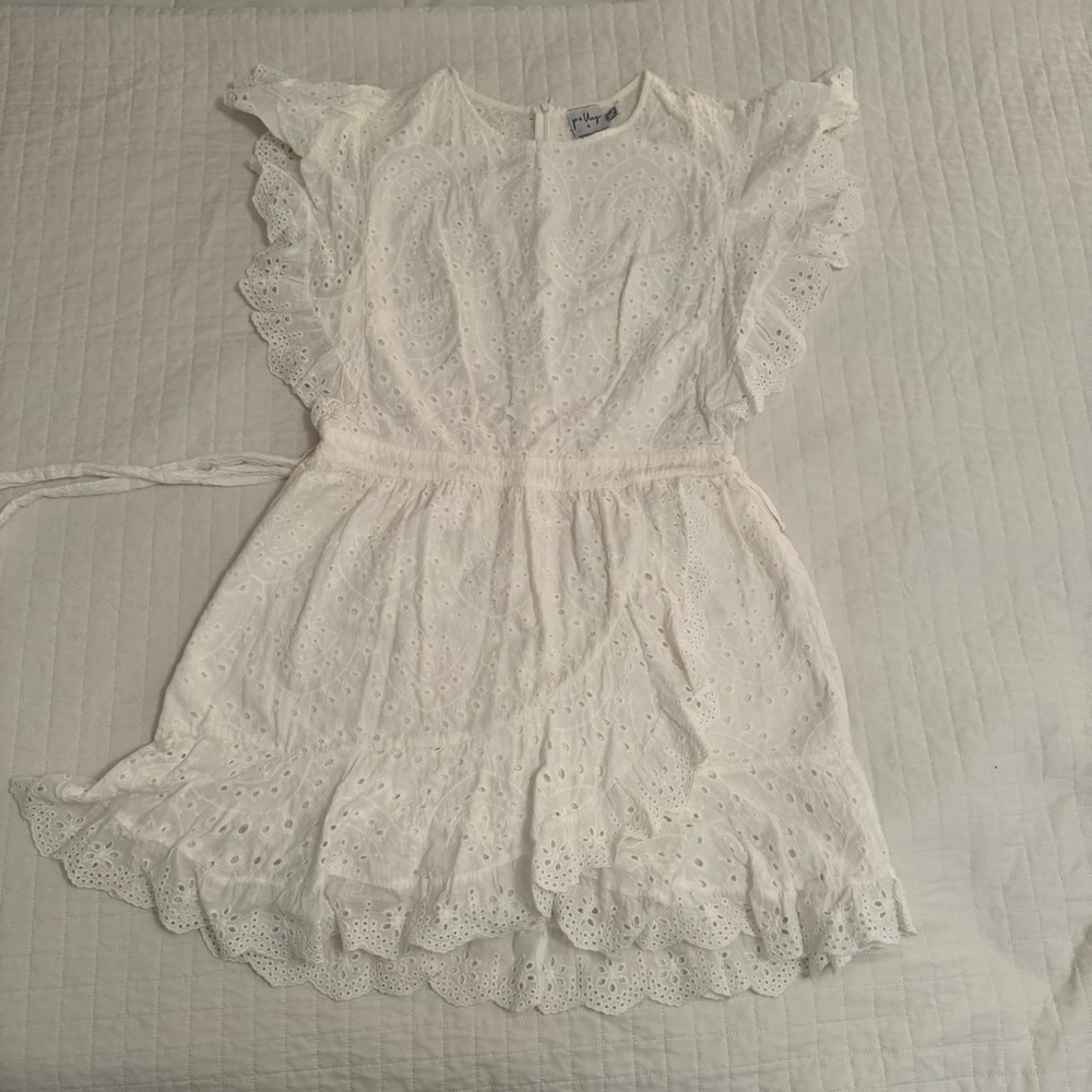 Princess Polly White Eyelet Ruffle Mini Dress